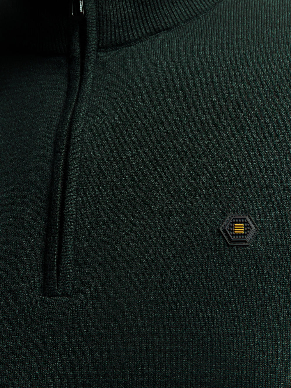 Pullover with Half Zip and Two-Tone Melange: Comfort and