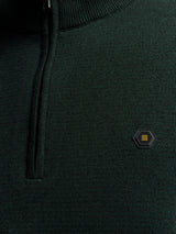 Pullover with Half Zip and Two-Tone Melange: Comfort and Style Combined | Dark Green