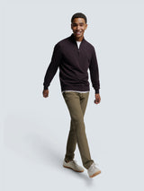 Pullover with Half Zip and Two-Tone Melange: Comfort and Style Combined | Aubergine