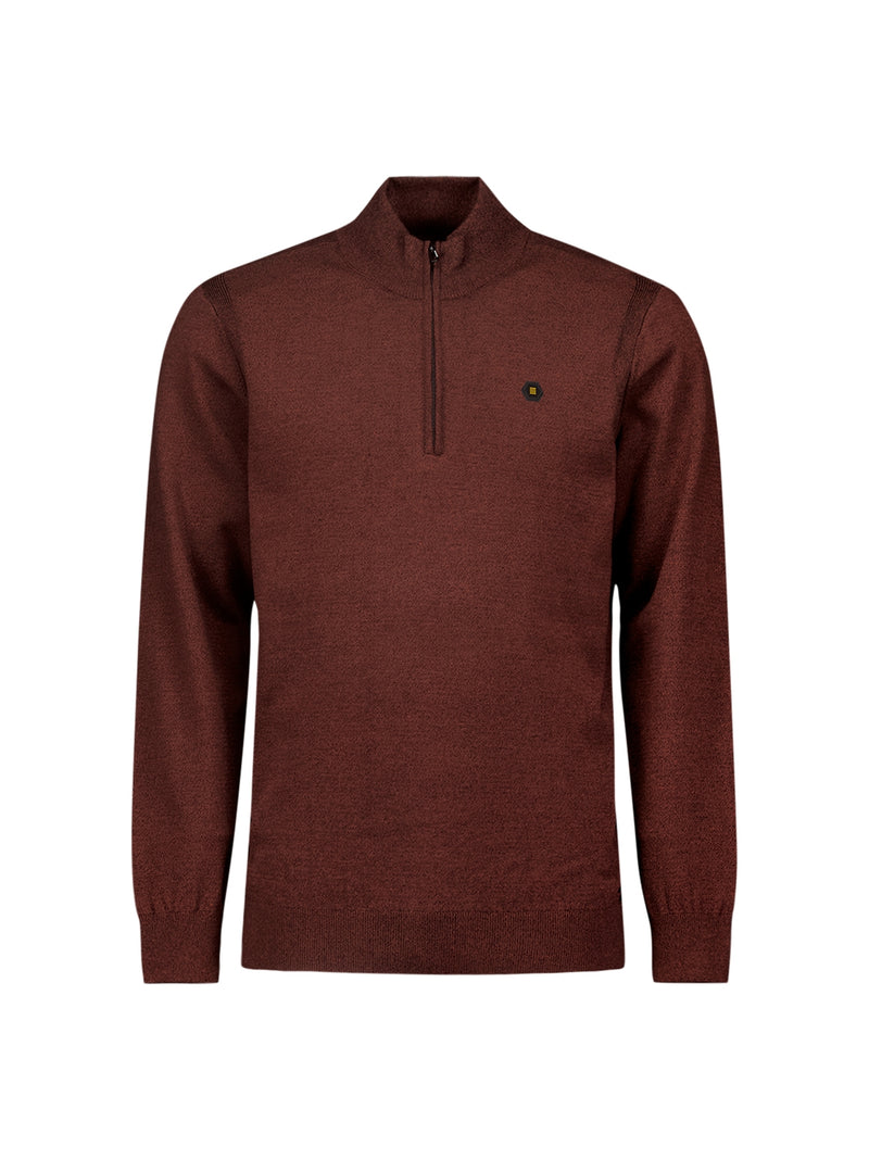 Pullover with Half Zip and Two-Tone Melange: Comfort and Style Combined | Rusty