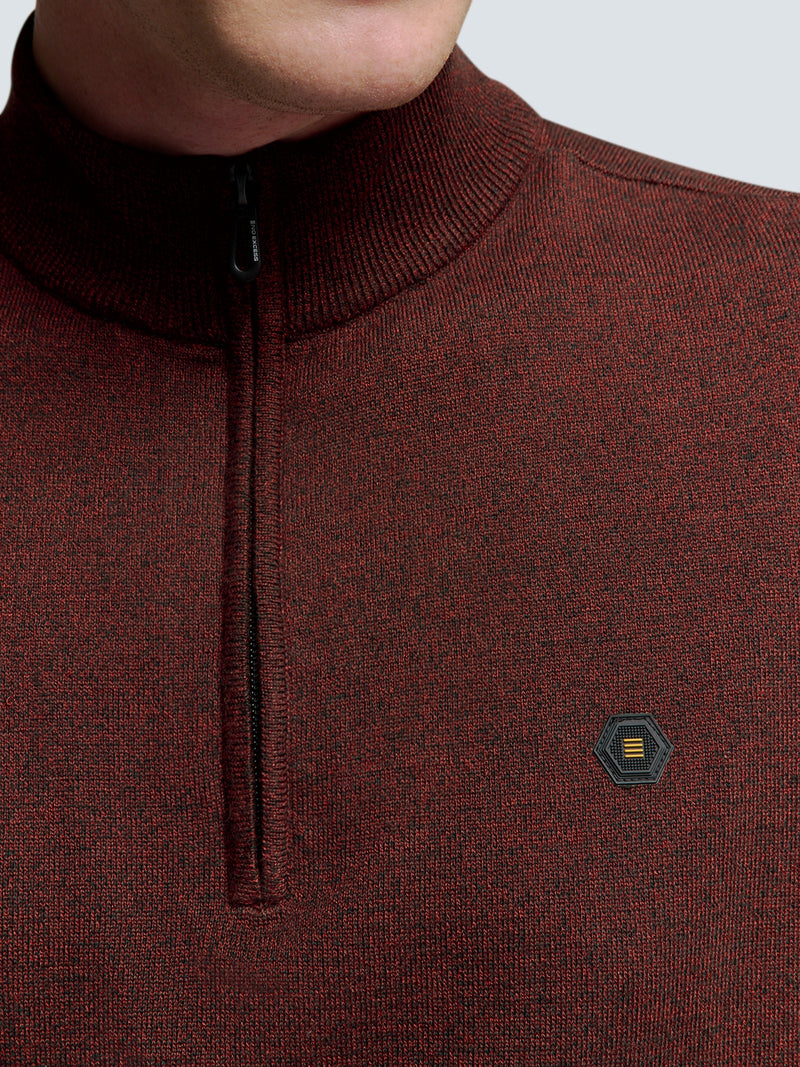 Pullover with Half Zip and Two-Tone Melange: Comfort and Style Combined | Rusty