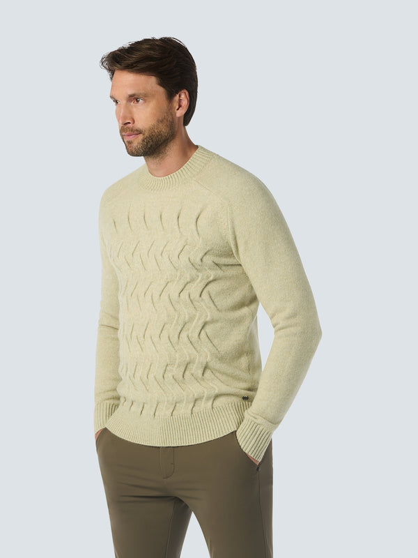 Two-Tone Jacquard Sweater with Round Neck and Wool: Timeless Style and Warmth | Cement