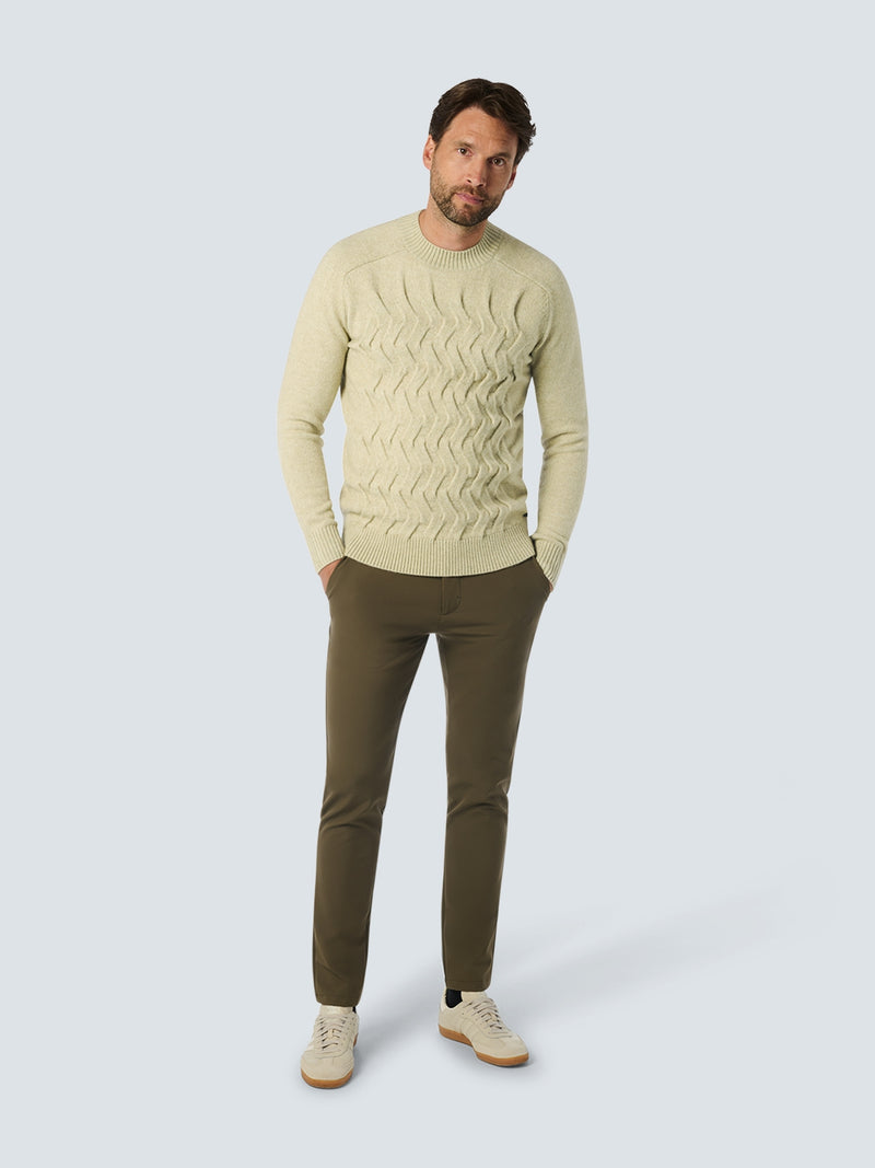 Two-Tone Jacquard Sweater with Round Neck and Wool: Timeless Style and Warmth | Cement