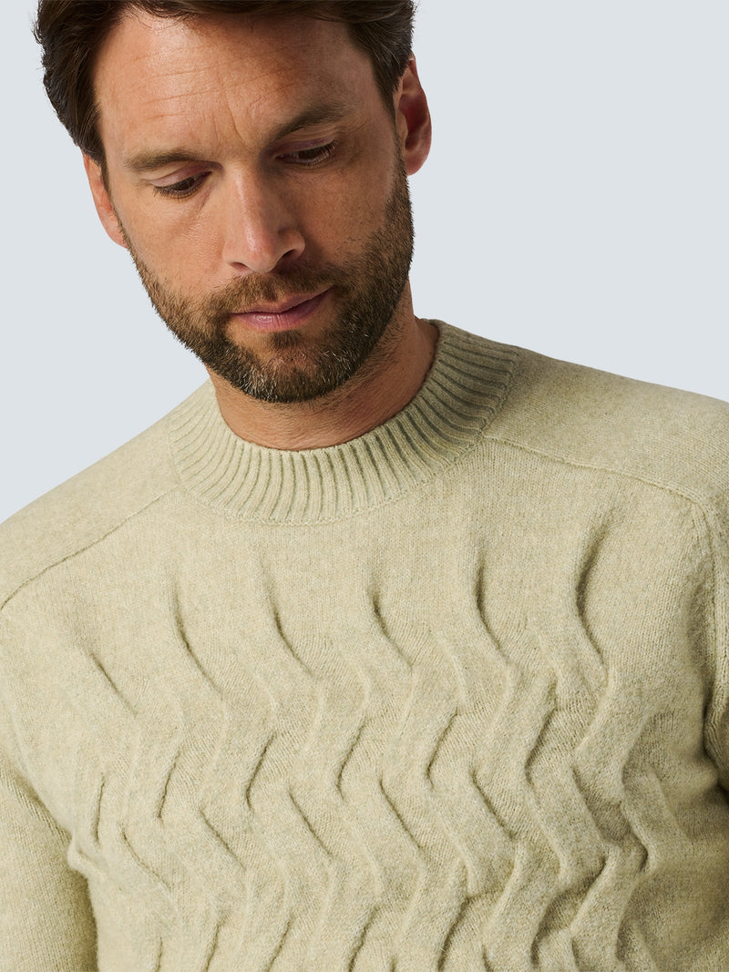 Two-Tone Jacquard Sweater with Round Neck and Wool: Timeless Style and Warmth | Cement