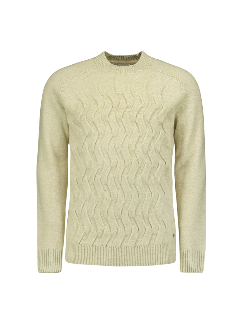 Two-Tone Jacquard Sweater with Round Neck and Wool: Timeless Style and Warmth | Cement