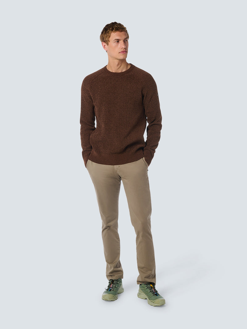 Round Neck Sweater in Two-Tone Chenille: Luxury and Comfort Combined | Brown