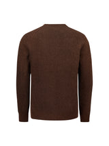 Round Neck Sweater in Two-Tone Chenille: Luxury and Comfort Combined | Brown