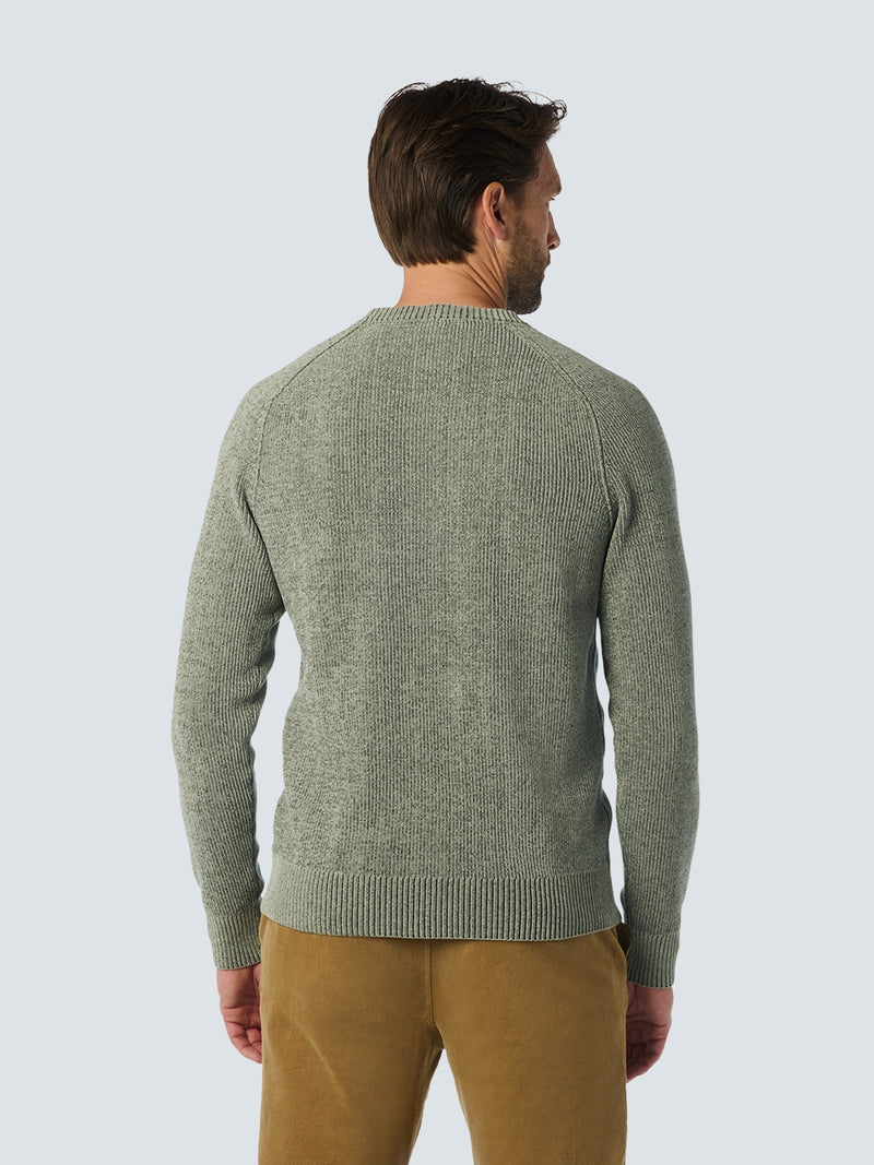 Round Neck Sweater in Two-Tone Chenille: Luxury and Comfort Combined | Smoke