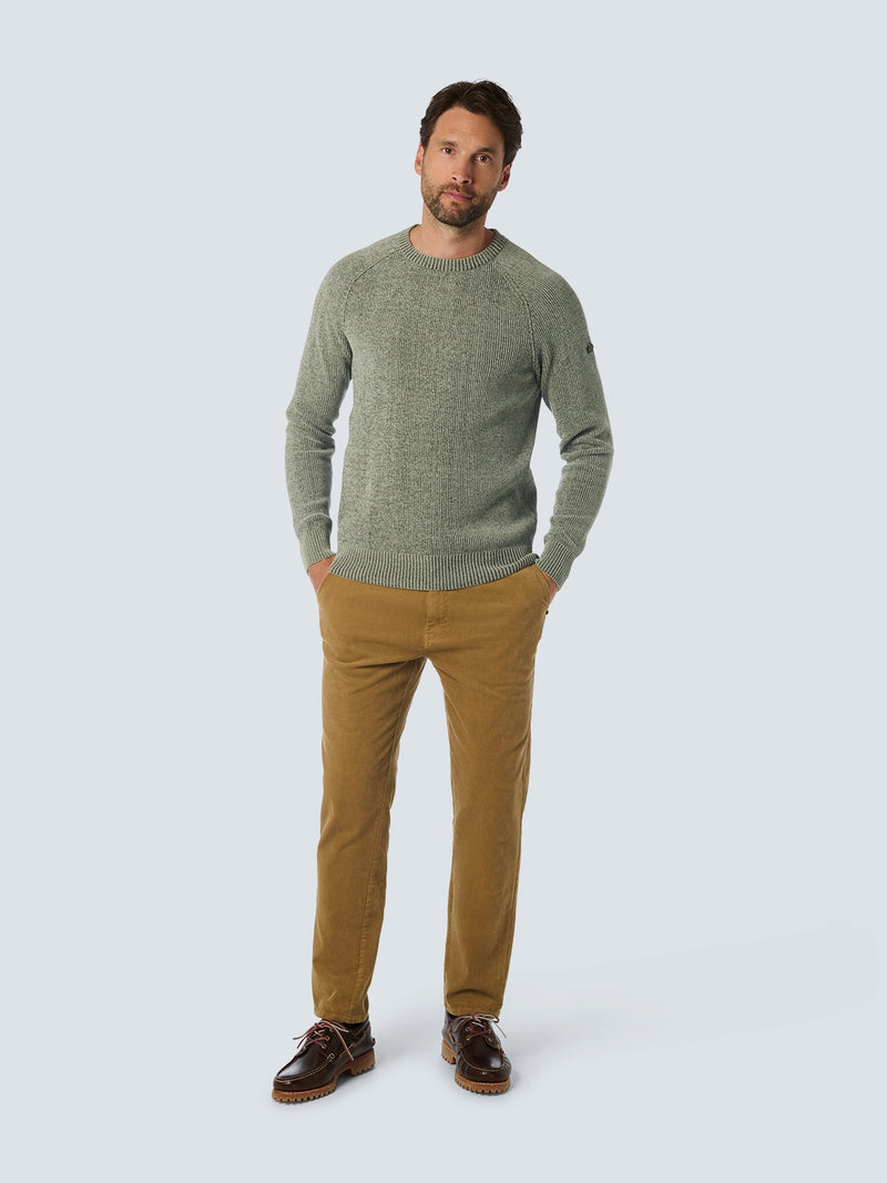 Round Neck Sweater in Two-Tone Chenille: Luxury and Comfort Combined | Smoke