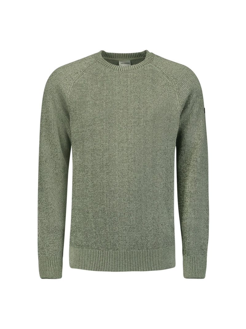 Round Neck Sweater in Two-Tone Chenille: Luxury and Comfort Combined | Smoke