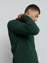 Round Neck Sweater in Two-Tone Chenille: Luxury and Comfort Combined | Dark Green