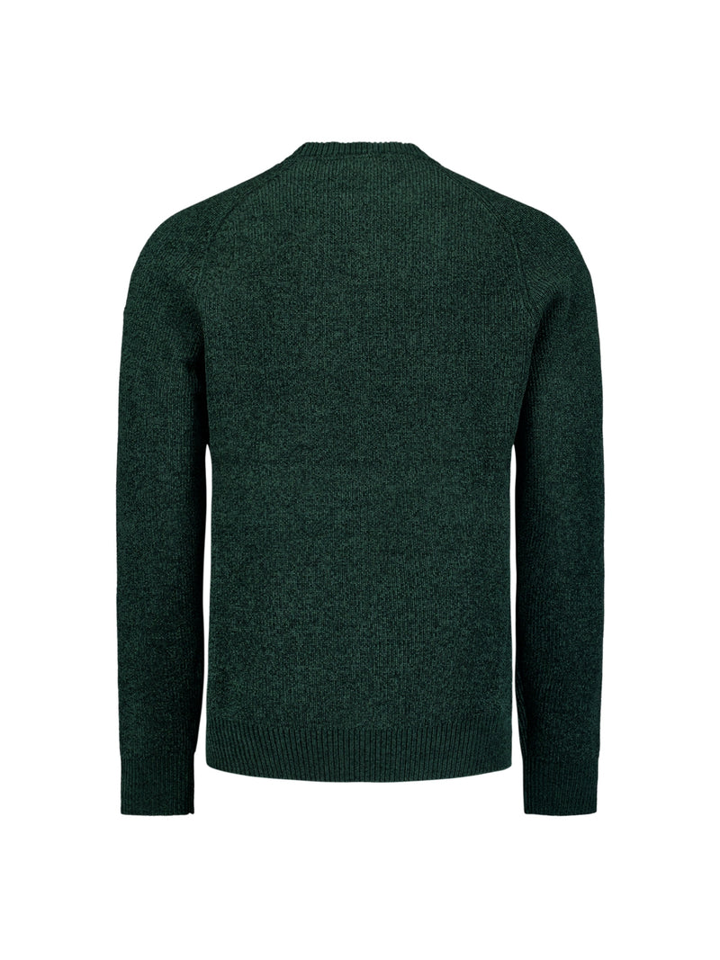 Round Neck Sweater in Two-Tone Chenille: Luxury and Comfort Combined | Dark Green