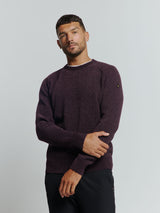 Round Neck Sweater in Two-Tone Chenille: Luxury and Comfort Combined | Aubergine