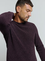 Round Neck Sweater in Two-Tone Chenille: Luxury and Comfort Combined | Aubergine