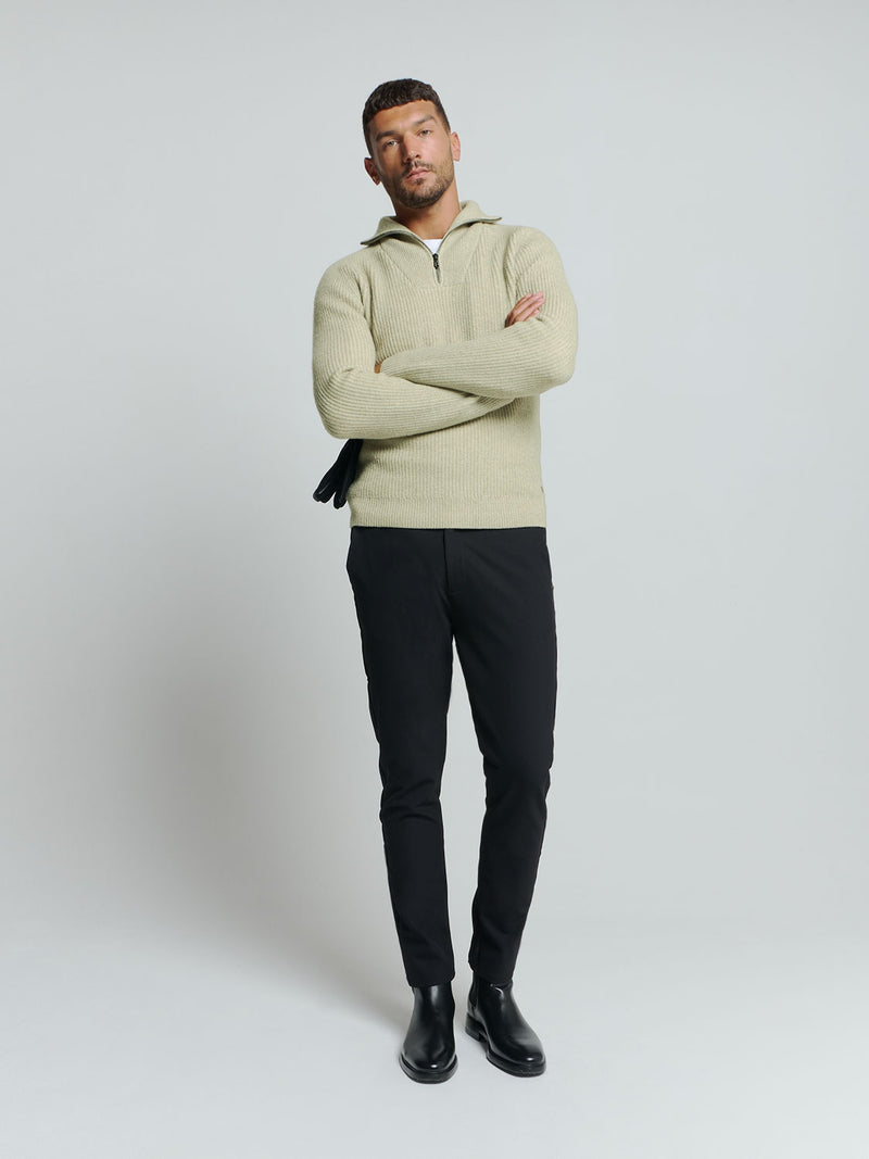 Half Zip knit in Two-Tone Wool: Elegance and Comfort Combined | Smoke