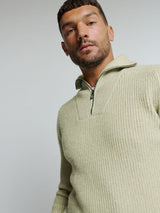 Half Zip knit in Two-Tone Wool: Elegance and Comfort Combined | Smoke