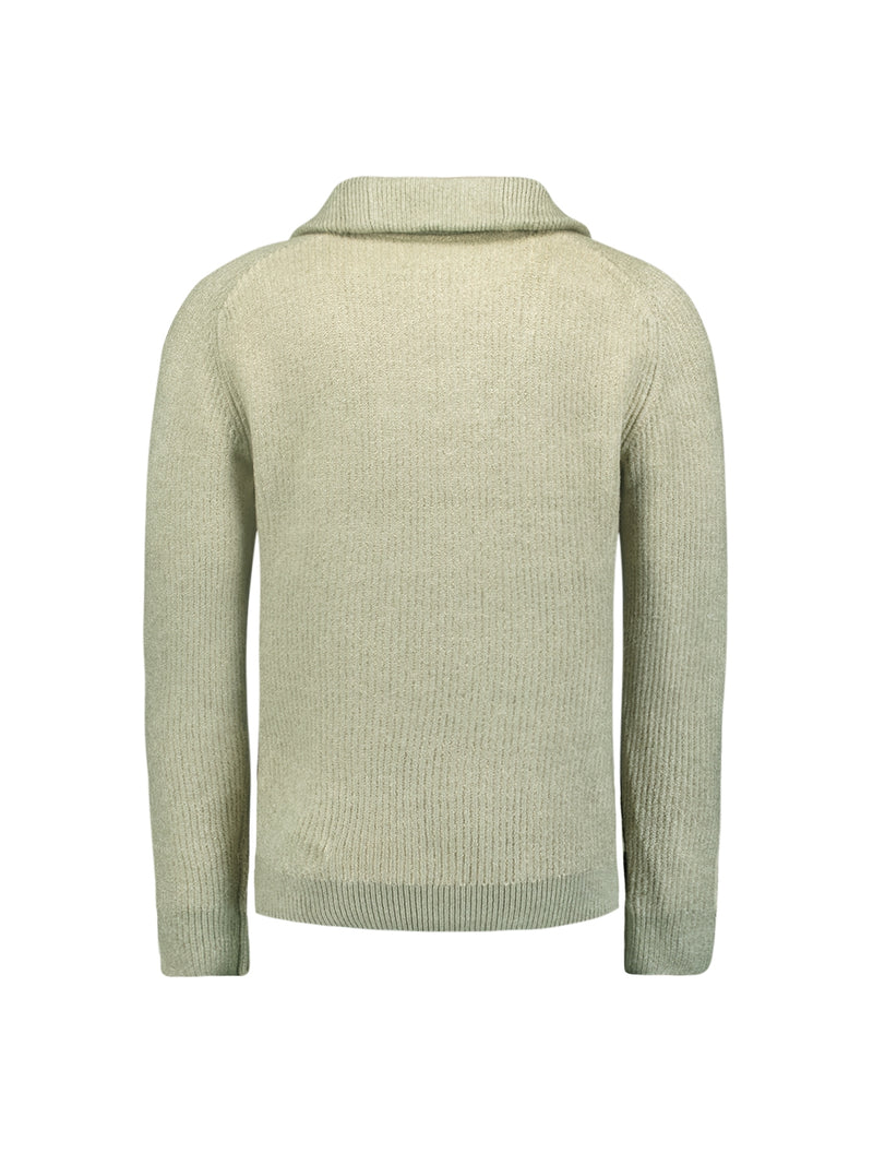 Half Zip knit in Two-Tone Wool: Elegance and Comfort Combined | Smoke