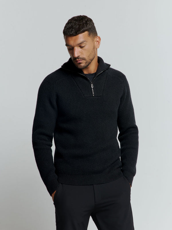 Half Zip knit in Two-Tone Wool: Elegance and Comfort Combined | Night