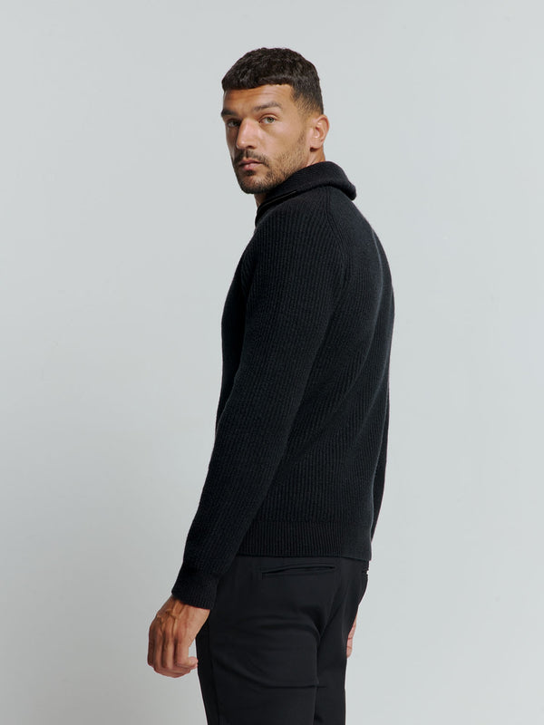 Half Zip knit in Two-Tone Wool: Elegance and Comfort Combined | Night