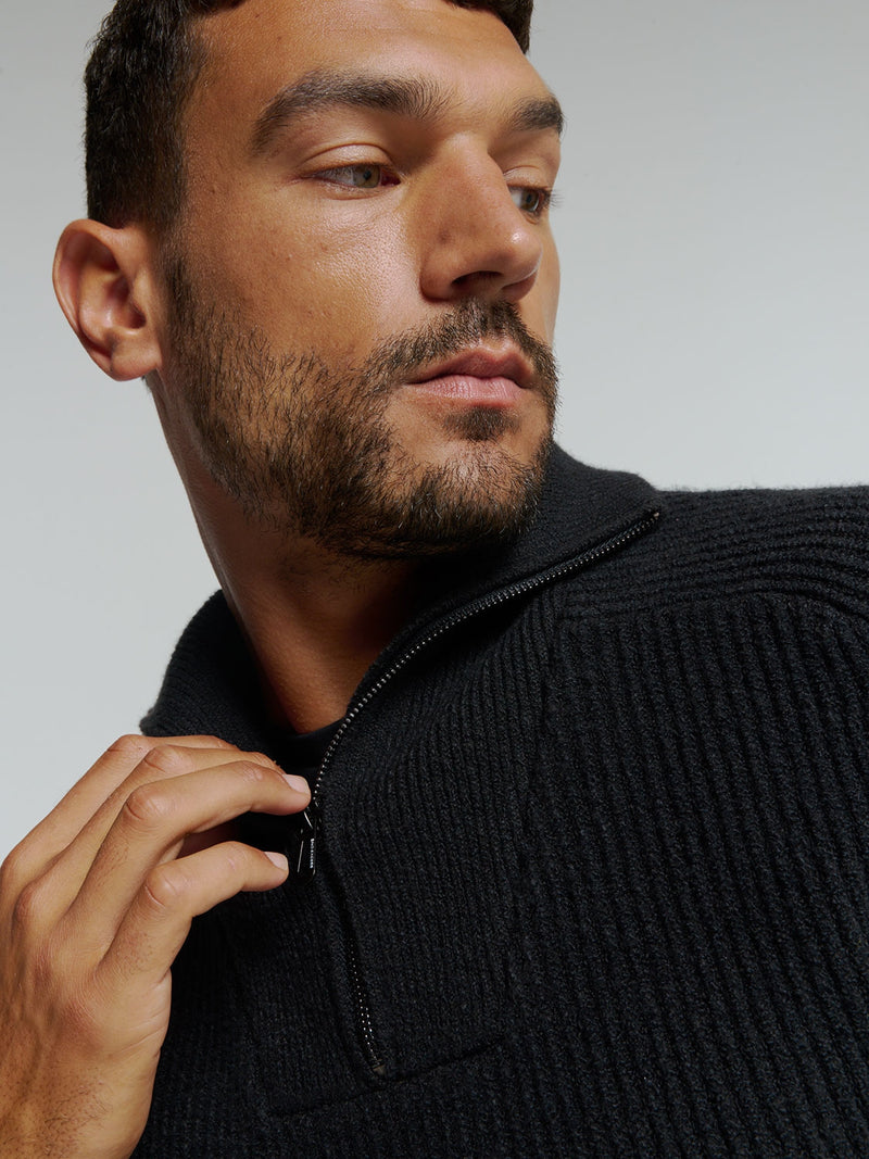 Half Zip knit in Two-Tone Wool: Elegance and Comfort Combined | Night