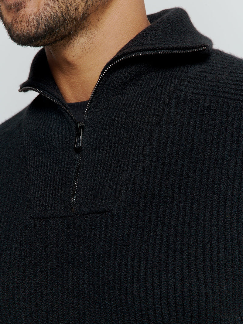 Half Zip knit in Two-Tone Wool: Elegance and Comfort Combined | Night