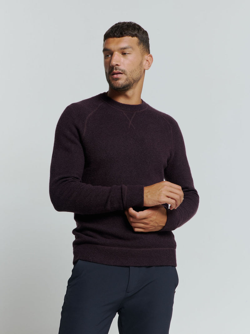 Melange Wool Sweater with Crew Neck: Timeless Comfort and Elegance | Aubergine