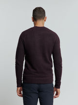 Melange Wool Sweater with Crew Neck: Timeless Comfort and Elegance | Aubergine