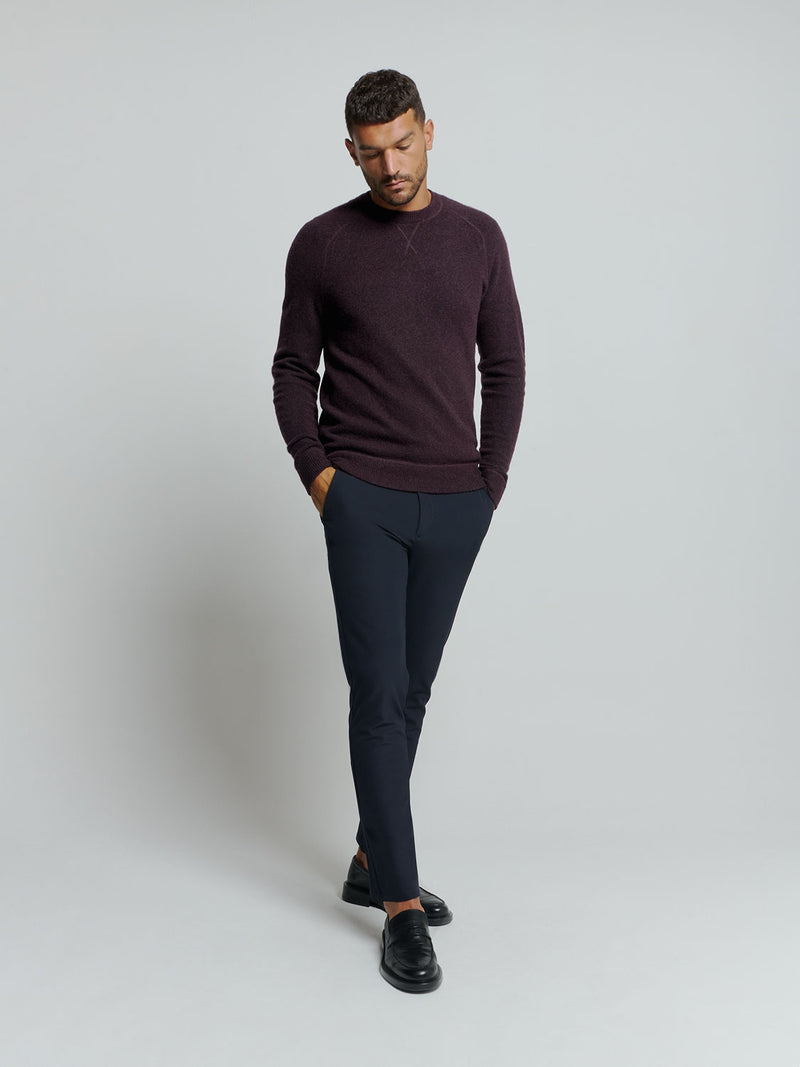 Melange Wool Sweater with Crew Neck: Timeless Comfort and Elegance | Aubergine