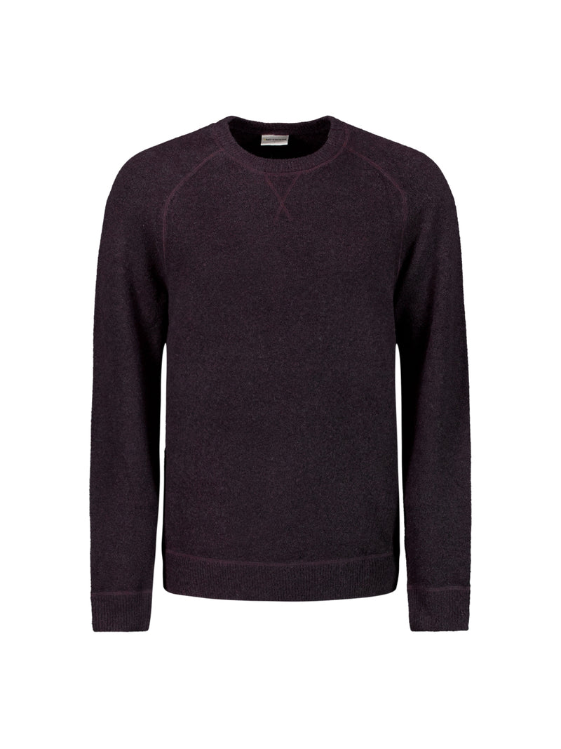 Melange Wool Sweater with Crew Neck: Timeless Comfort and Elegance | Aubergine