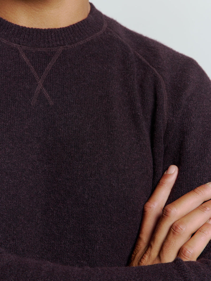 Melange Wool Sweater with Crew Neck: Timeless Comfort and Elegance | Aubergine