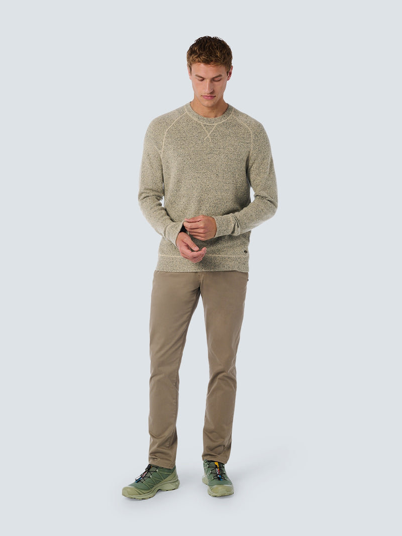 Melange Wool Sweater with Crew Neck: Timeless Comfort and Elegance | Cement