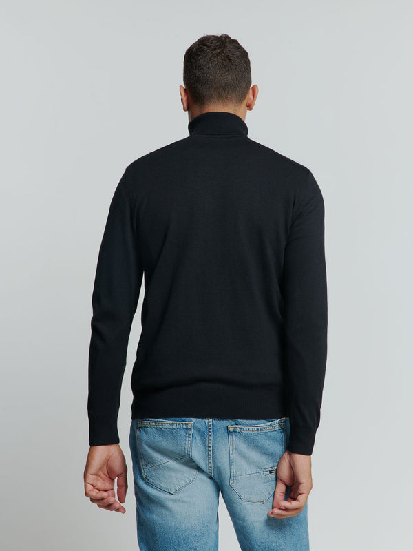 Two-Tone Melange Turtleneck: Elegant Warmth and Timeless Style | Navy