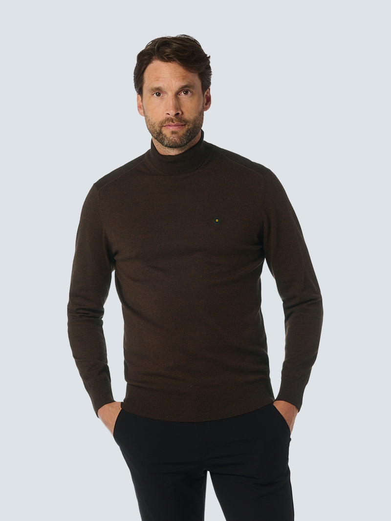 Two-Tone Melange Turtleneck: Elegant Warmth and Timeless Style | Brown