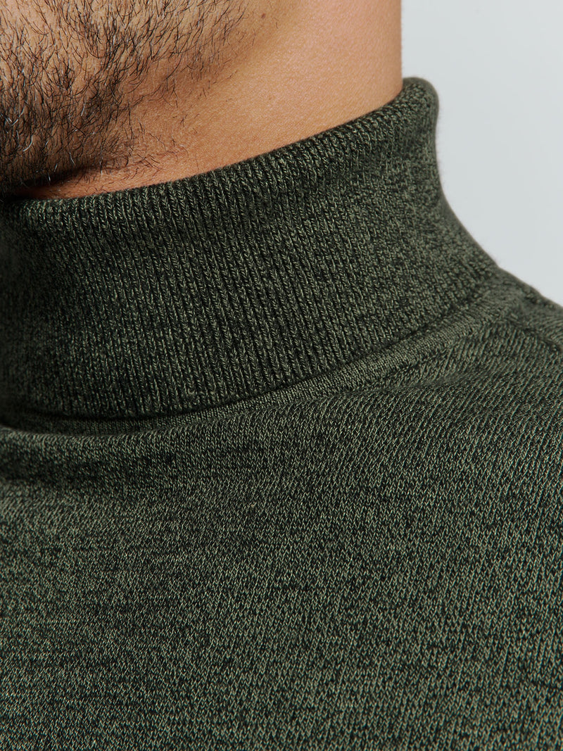 Two-Tone Melange Turtleneck: Elegant Warmth and Timeless Style | Smoke