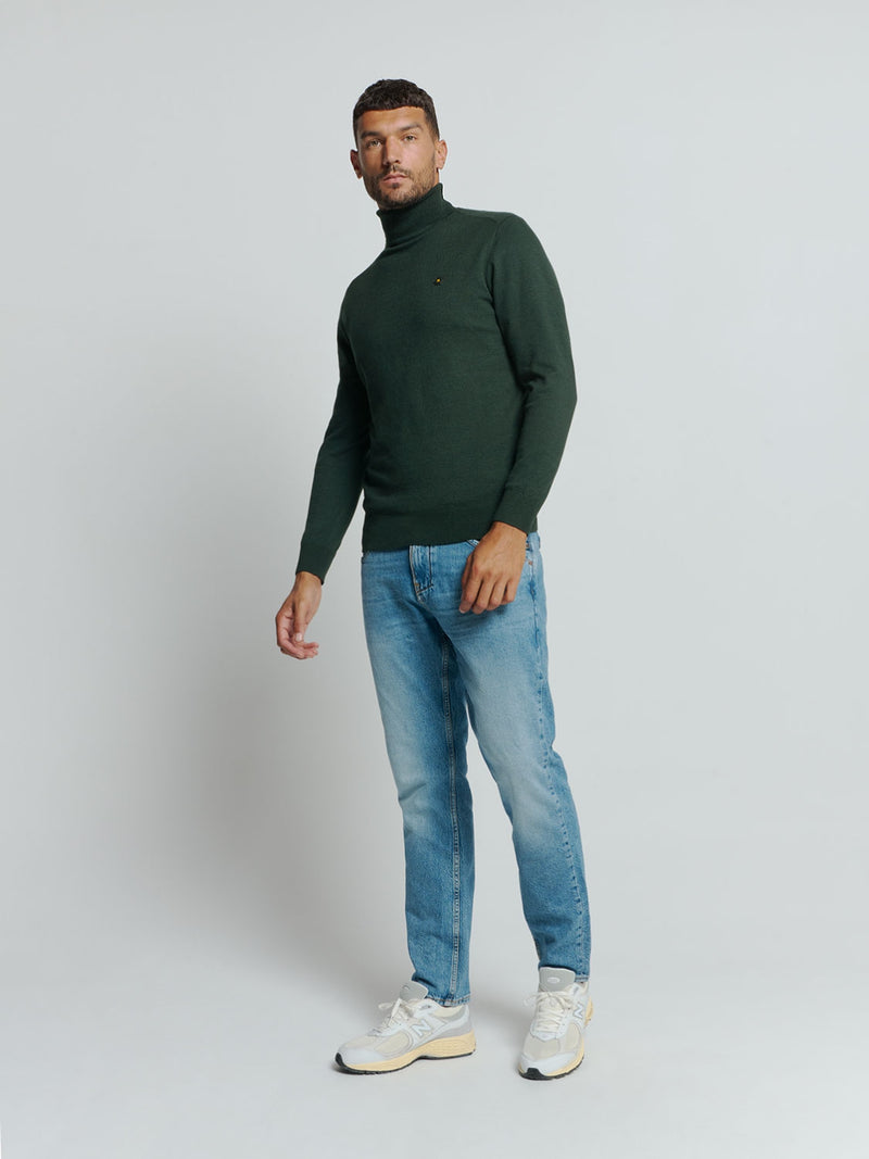 Two-Tone Melange Turtleneck: Elegant Warmth and Timeless Style | Dark Green