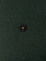 Round Neck Pullover with Refined Two-Tone Jacquard | Dark Green