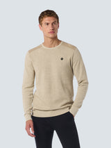 Round Neck Pullover with Refined Two-Tone Jacquard | Cement