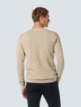 Round Neck Pullover with Refined Two-Tone Jacquard | Cement