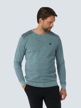 Round Neck Pullover with Refined Two-Tone Jacquard | Cloud