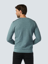 Round Neck Pullover with Refined Two-Tone Jacquard | Cloud