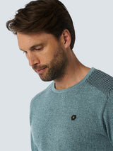 Round Neck Pullover with Refined Two-Tone Jacquard | Cloud