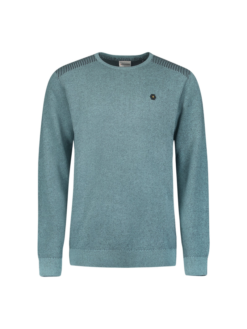 Round Neck Pullover with Refined Two-Tone Jacquard | Cloud