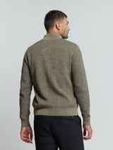 Half-Zip Knit in Two-Tone Mélange: Stylish Warmth and Versatility | Stone