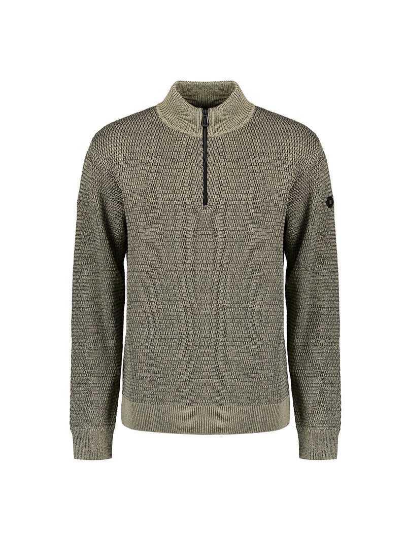 Half-Zip Knit in Two-Tone Mélange: Stylish Warmth and Versatility | Stone