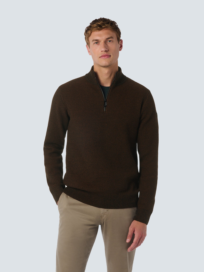 Half-Zip Knit in Two-Tone Mélange: Stylish Warmth and Versatility | Brown