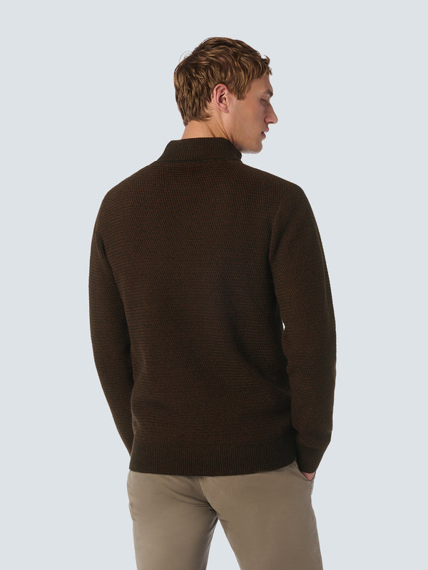 Half-Zip Knit in Two-Tone Mélange: Stylish Warmth and Versatility | Brown