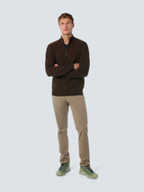 Half-Zip Knit in Two-Tone Mélange: Stylish Warmth and Versatility | Brown