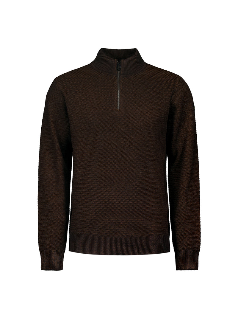 Half-Zip Knit in Two-Tone Mélange: Stylish Warmth and Versatility | Brown