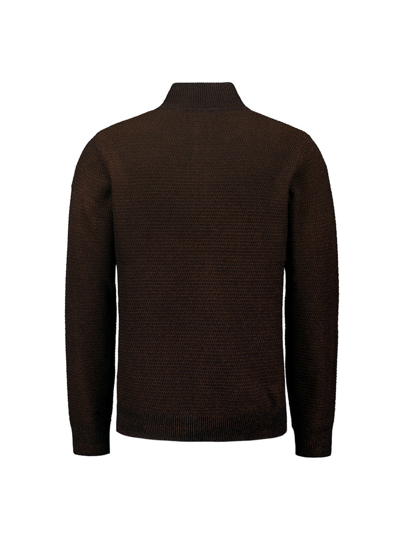 Half-Zip Knit in Two-Tone Mélange: Stylish Warmth and Versatility | Brown