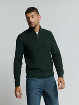 Half-Zip Knit in Two-Tone Mélange: Stylish Warmth and Versatility | Dark Green